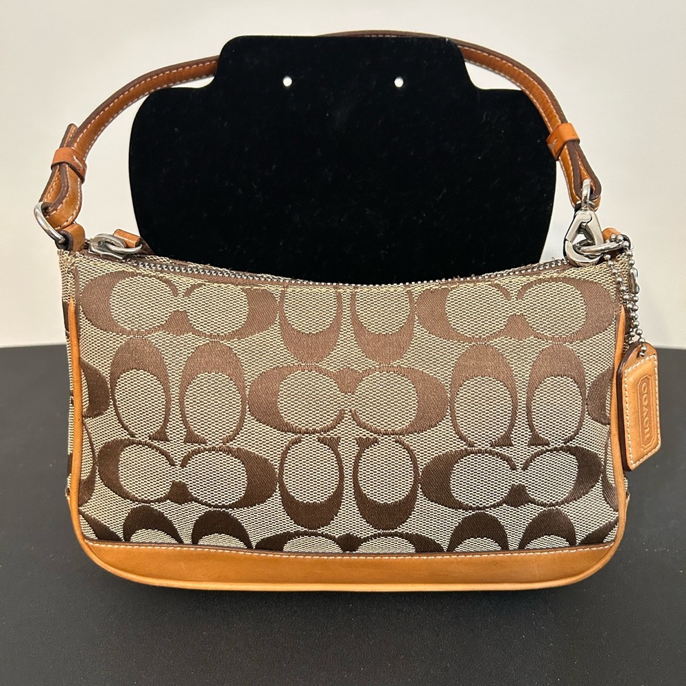 Coach Shoulder Bag Tan leather and canvas handbag authentic purse